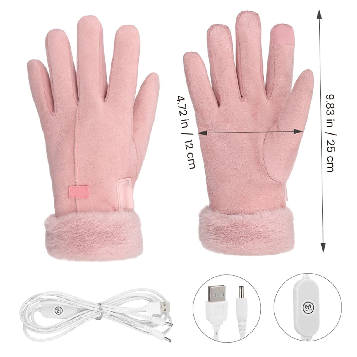 SUPVOX Guanti elettrici guanto termico thermal gloves scaldamani guanti riscaldati tramite USB batterie ricaricabili pile ricaricabili guanti termici per l'equitazione pelle rosa
