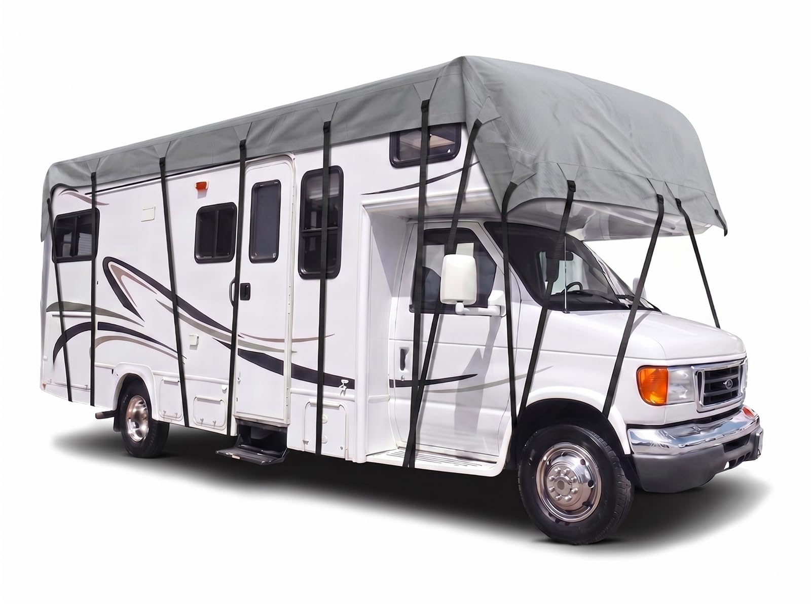 Copertura Superiore per Camper e Caravan, Telo Tetto Impermeabile 420D Oxford Waterproof, Tessuto Traspirante Anti-UV e Antigrandine, Universale,Grigio,16.4'Lx9.8'W(5x3m)