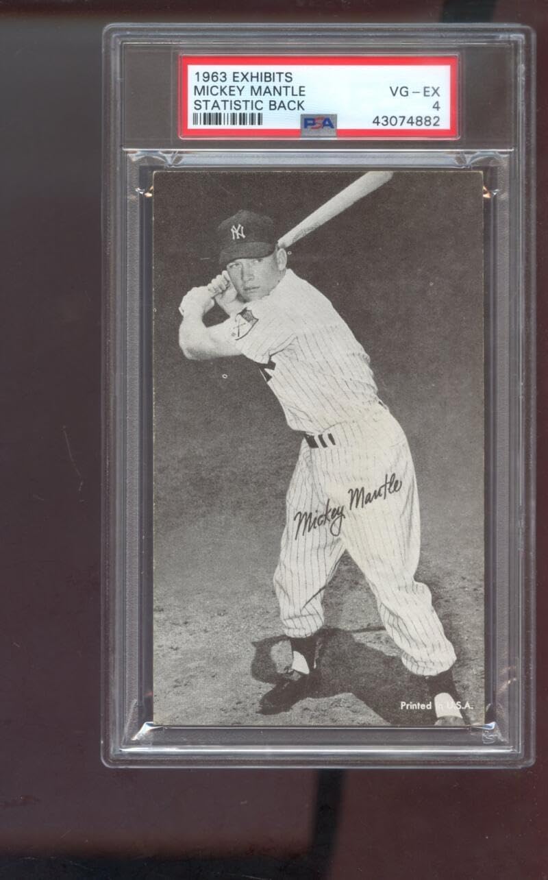 1963 Exhibits Mickey Mantle PSA 4 Graded Baseball Card MLB Statistics Back Stat New York Yankees Exhibit