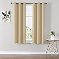 RYB HOME Bedroom Curtains Blackout - Light Block Energy Efficiency Small Window Treatment Drapes for Kitchen Dining Baby Nursery Morden Decor, W 42 x L 63 inch, Light Yellow, 2 Panels