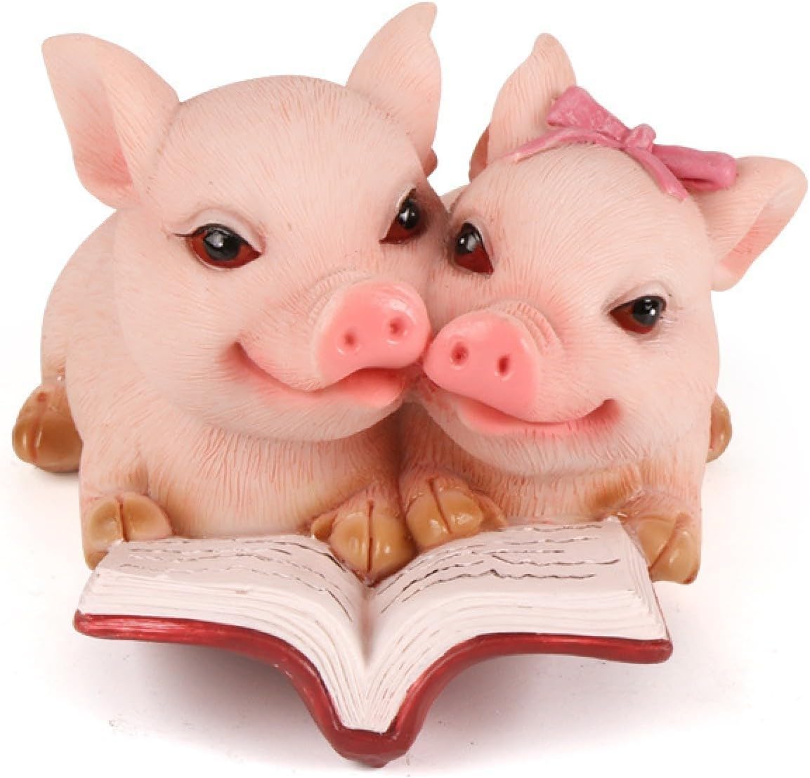 Cyrank Pig Statue, 3.7x3.1in Pig Figurine Mini Garden Statue Funny Piggy Resin Art Ornaments Cute Couple Shape Micro Animal Figurine for Home Decor