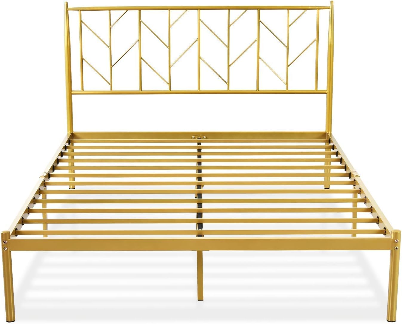 Close-up image showing how the mattress fits within the non-slip rails of the bed frame.