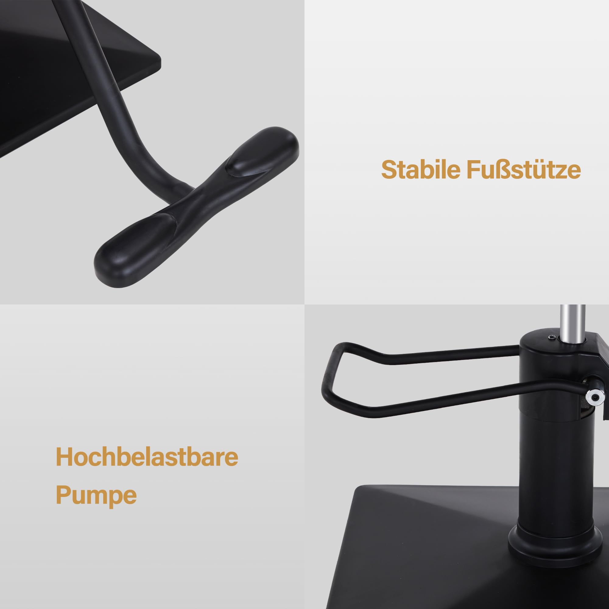 Barberpub Friseurstuhl mit Hydraulikpumpe 360° Drehbar, Friseureinrichtung Barber Stuhl Höhenverstellbar, Friseursessel PVC Kunstleder, 2058 (Schwarz)