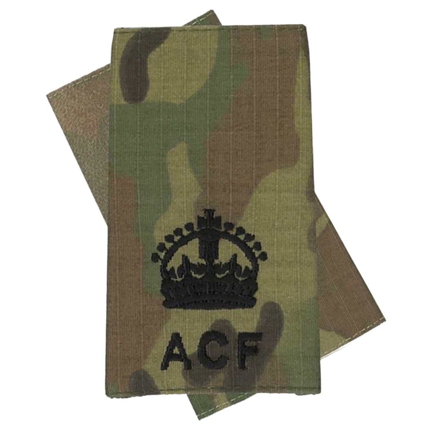 CL Distribution Pair of King's Crown C3R ACF Cadets Black on Multicam/MTP (Multi Terrain Pattern) Rank Slides - WO2