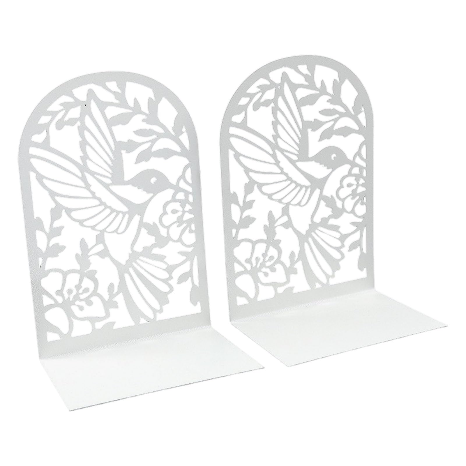 Nucelit 2Pcs Hollow Book Ends for Shelves Heavy Duty Metal Bookends Hollowed Bird Flower Bookends Desk Book Ends Stopper Organizers for Shelves