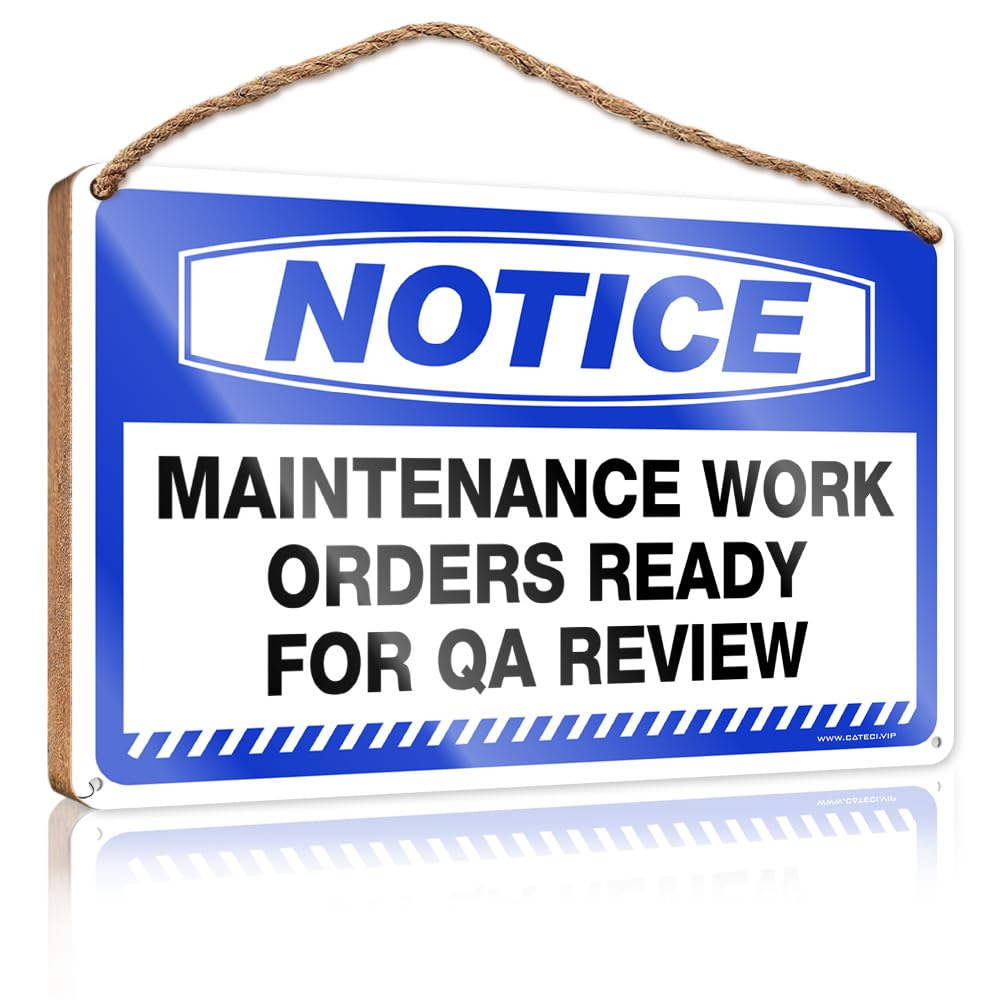 Dtha Women's One Color Wooden Hanging Plaque Sign Notice Maintenance Work Orders Ready For Qa Review Wooden Sign Front Door Decor Farmhouse Wall Decor For The Home(15X28cm)