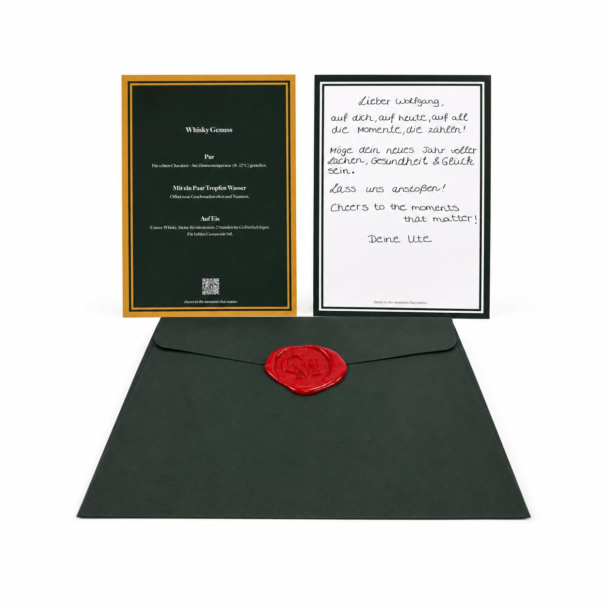 Whisky Geschenkset für Männer mit Glenfiddich 12 – Premium Geschenkbox mit 2 Whiskygläsern, Kühlsteinen, Eiszange & handgeschriebener Grußkarte – Geschenk für Vater, Freund, Ehemann & Geburtstag
