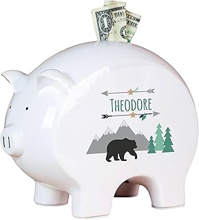 Personalized Boys Piggy Bank (Mountain Bear)