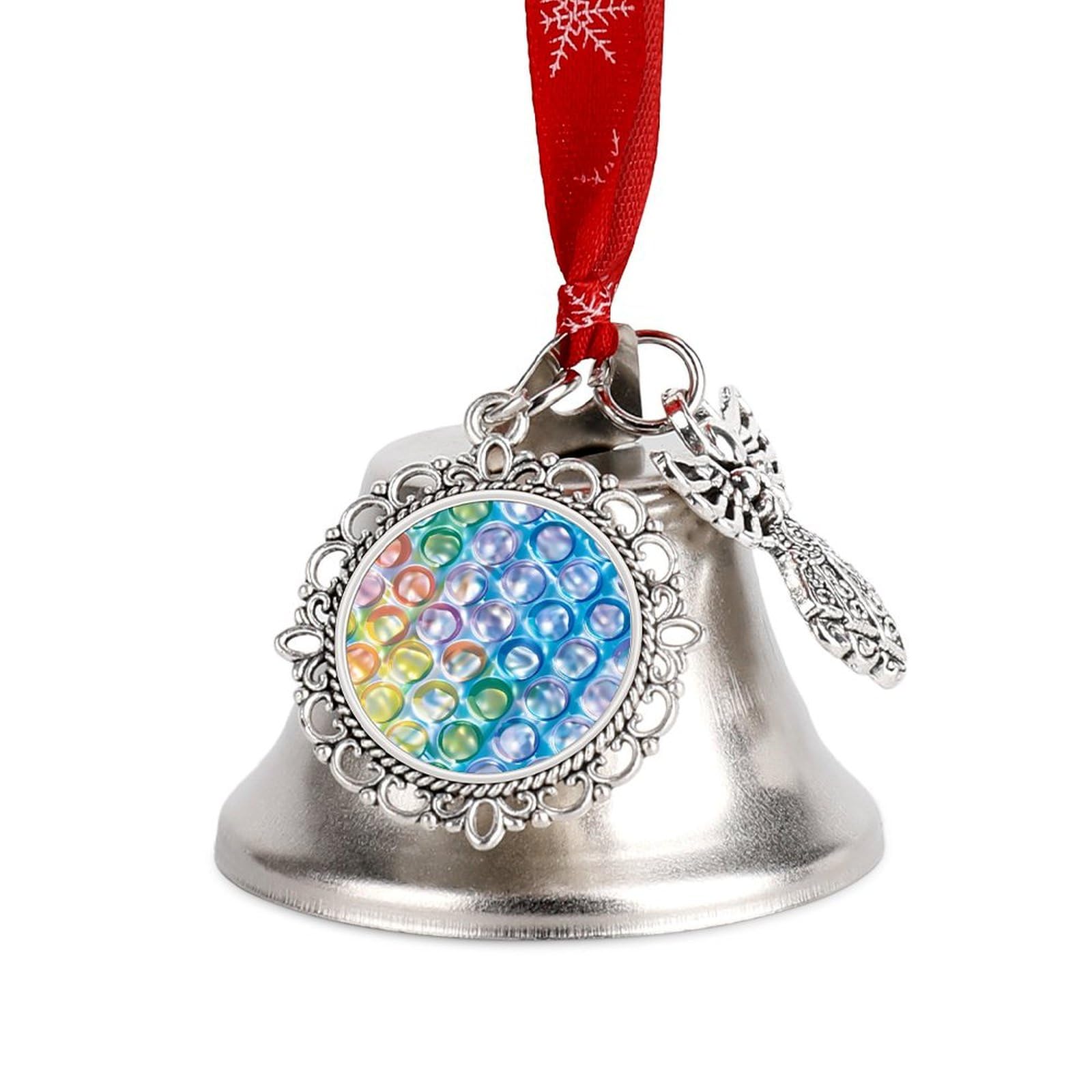 Colorful Bubble Wrap Funny Christmas Bell Ornament Cute Xmas Tree Hanging Pendant Decoration for Holidays Party