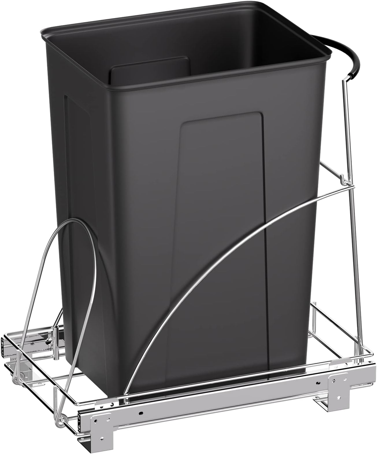 Insputer Pull Out Trash Can Under Cabinet, Under Sink Trash Can with Silicone Handle, Heavy Duty Slide Out Garbage Can Shelf for Kitchen Sink Pantry, Waste Bin Not Included