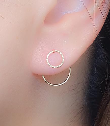 Miniatura 5 de Circle Ear Jackets, Gold Ear Jacket, Double Earrings, Ear Jacket Earrings, Circle Geometric Earrings, Modern Jewelry, Front Back Earrings