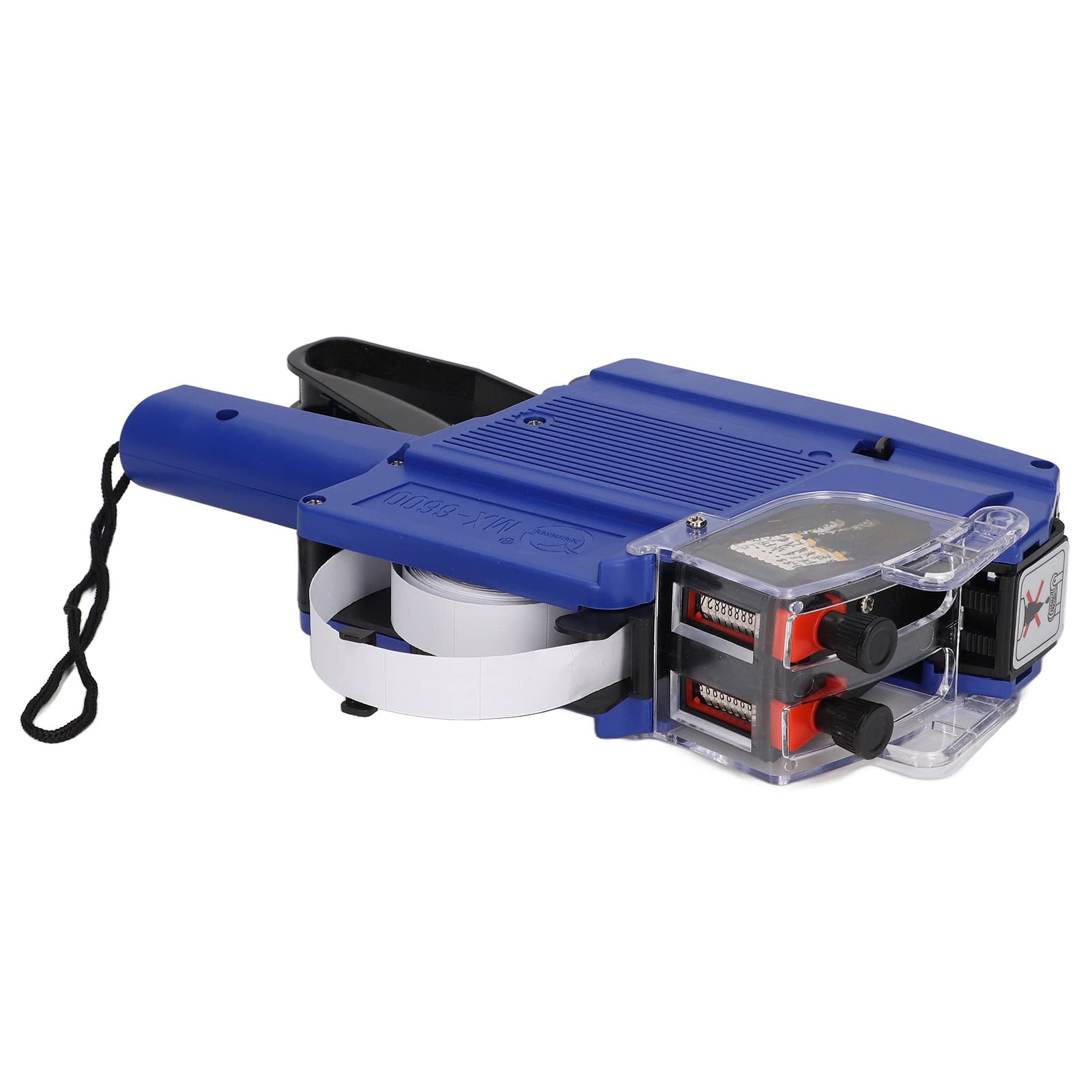 Price Tag Gun, 10 Digits 2 Lines Labeler Marker Attacher Tool for Office Retail Store 2 Row Price Tag Gun Kit with Label Stickers and Ink Rolls (Blue)