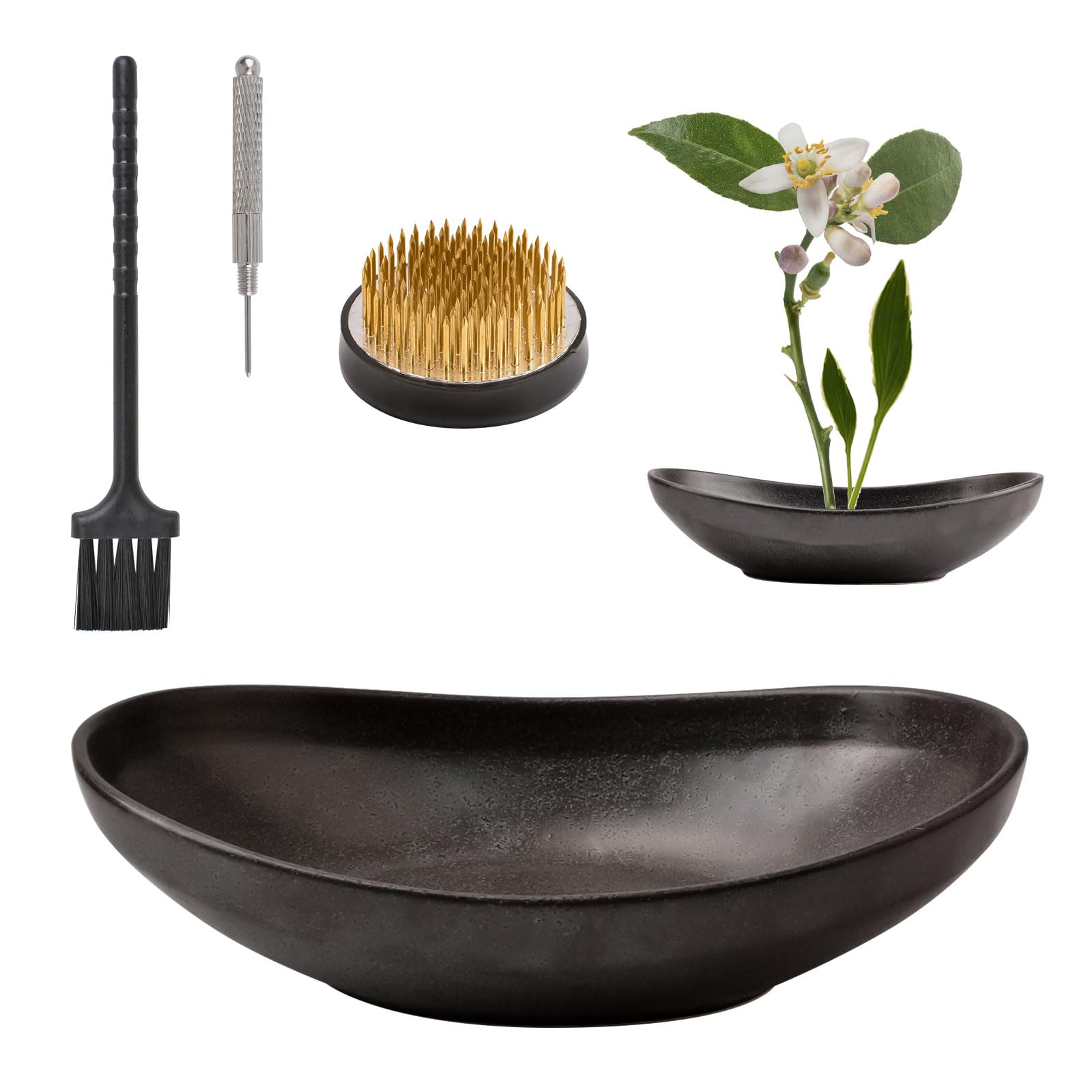 Fournitures d'arrangement de fleurs noir WANDIC vase céramique ikebana