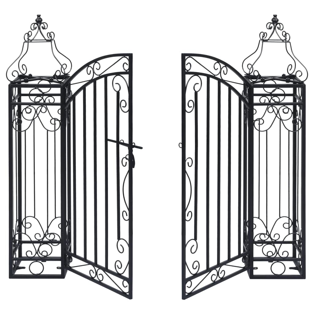 vidaXL Puerta de Jardín Decorativa en Forma de Arcos Entrada Elegante Proteger Espacio Privado Portal para Vallas Patios de Hierro Forjado