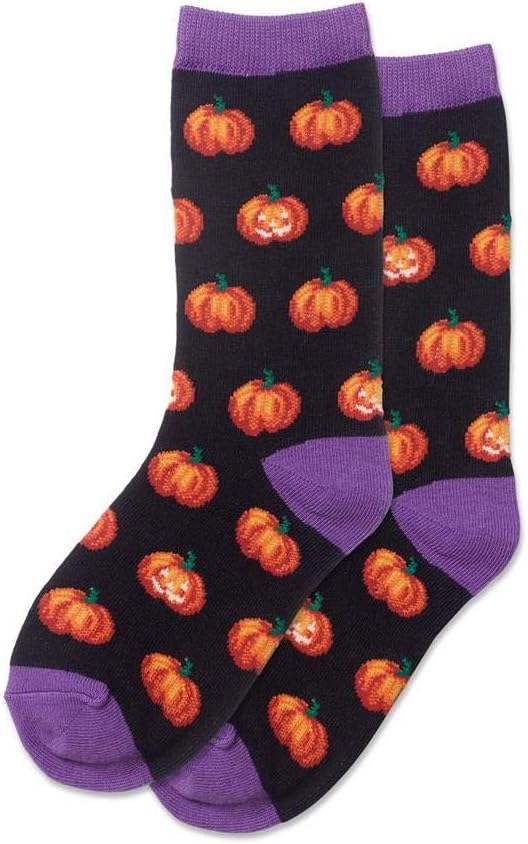 Hot Sox Kid's Glow in the Dark Pumpkins Socks, 1 Pair, Black, Small/Medium