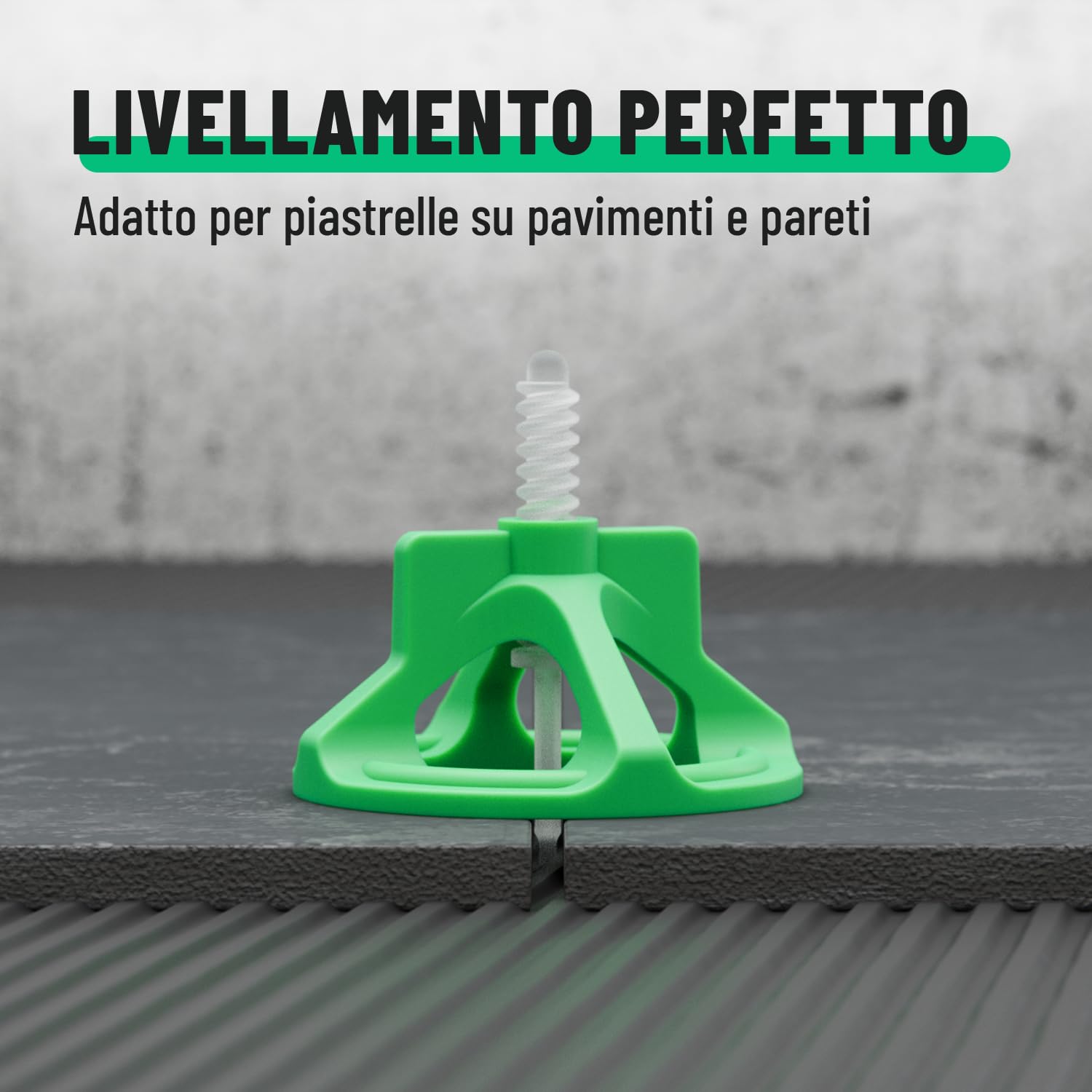 greate Sistema di livellatori per piastrelle da 250 Pezzi 2mm - Set per la Posa con 100 Clips, 100 Cappucci a Vite e 50 Crocette per piastrellisti - distanziatori per piastrelle 2 mm