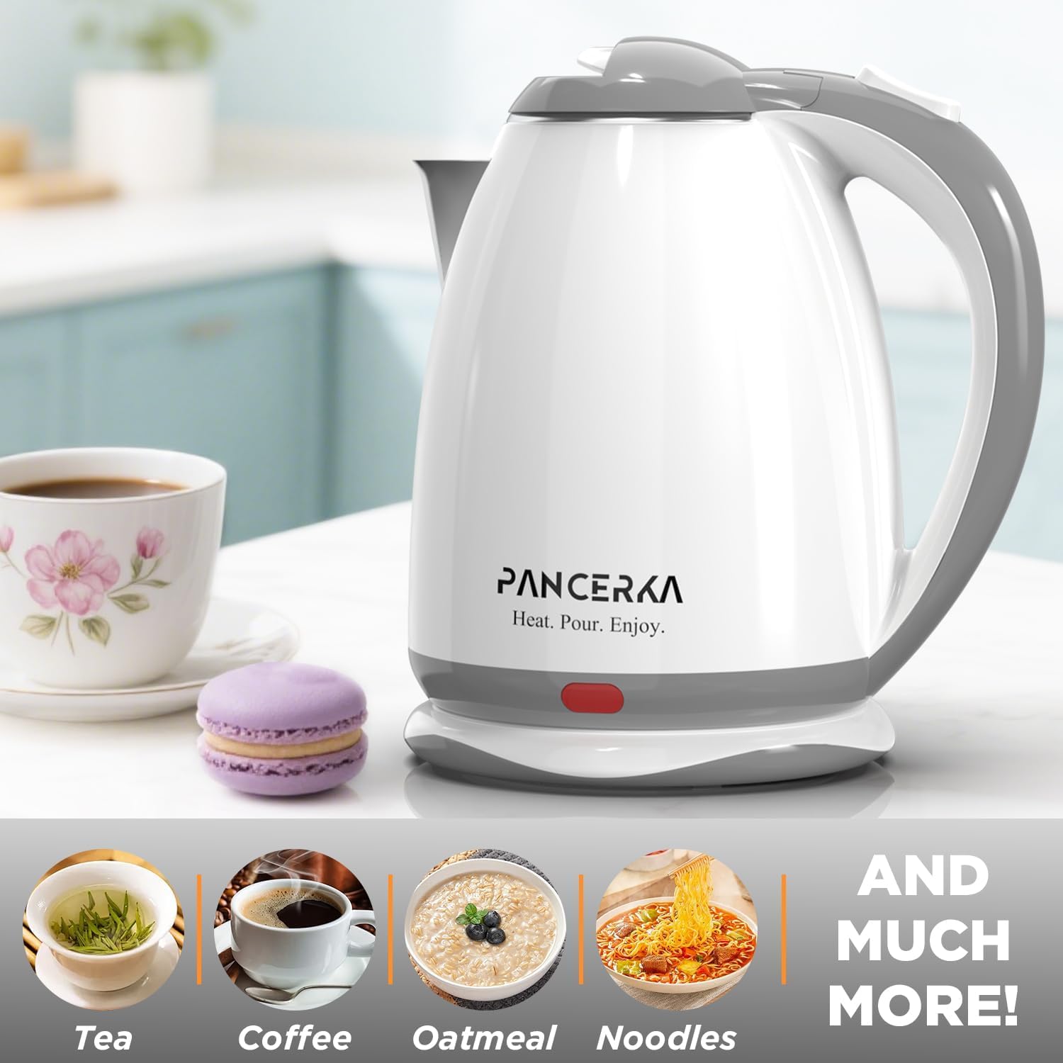 PANCERKA Electric Kettle used for preparing tea, coffee, oatmeal, and noodles