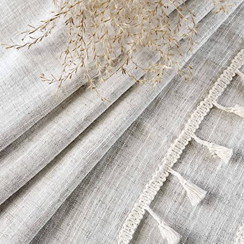 Boho Tassel Kitchen Valances For Windows Modern Farmhouse Cotton Linen Valance Curtains Topper Country Rustic Bathroom Small Window Treatment Bohemian Decor (55X15 Inch, Natural) #TOP3
