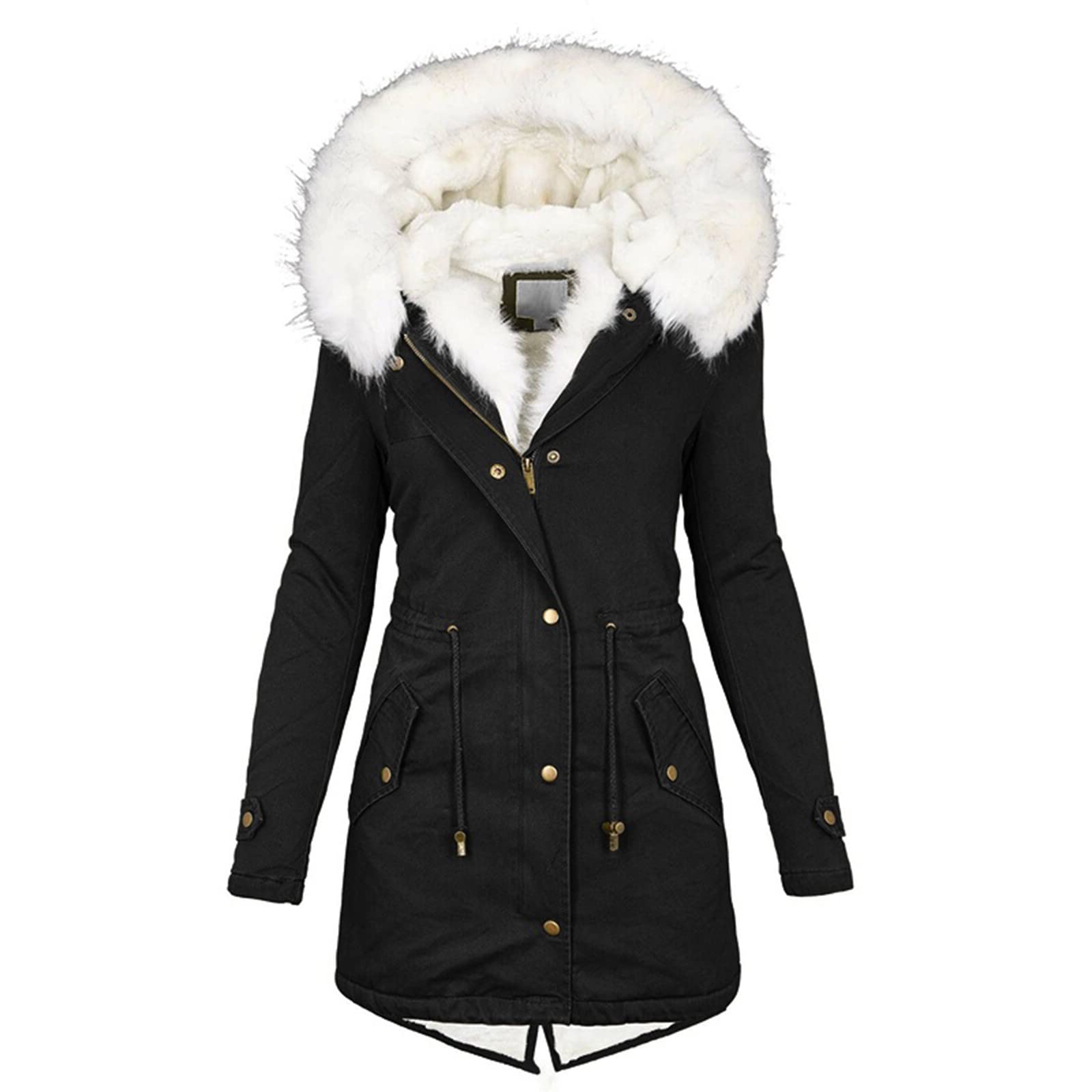 Manteau à capuche, épais, chaud, confortable, avec fermeture éclair, mi-long, pour femmes, transition, hiver, sorties de vacances, extérieur
