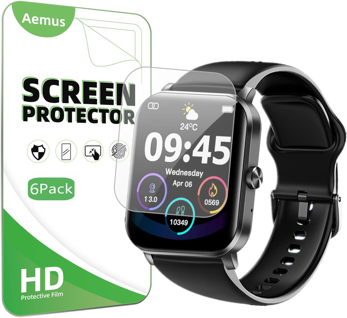 Screen Protector Compatible for QONBINK L70 Smart Watch 1.85" (6 Pack) Clear TPU Soft Film, Compatible for Jacoosa Fitness Watch Screen Film