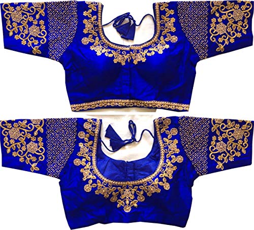 New Banglory Silk Blouse Party Wear Blouse Saree Latest Saree Blouse 521 Royal Blue