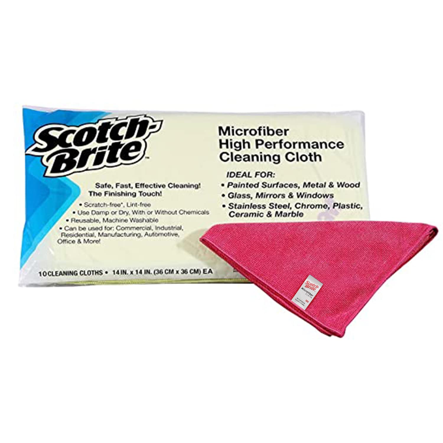 3M Scotch Brite Professional Lint & Scratch Free Microfiber Cleaning Cloth - 350 GSM, Multipurpose Use for Glass, Metal, Wood, Superior Stain Removal Wipe Cloth 36 Cm X 36 Cm, (Red, Packs of 10) (B013QLB3CI) Amazon Price History, Amazon Price Tracker