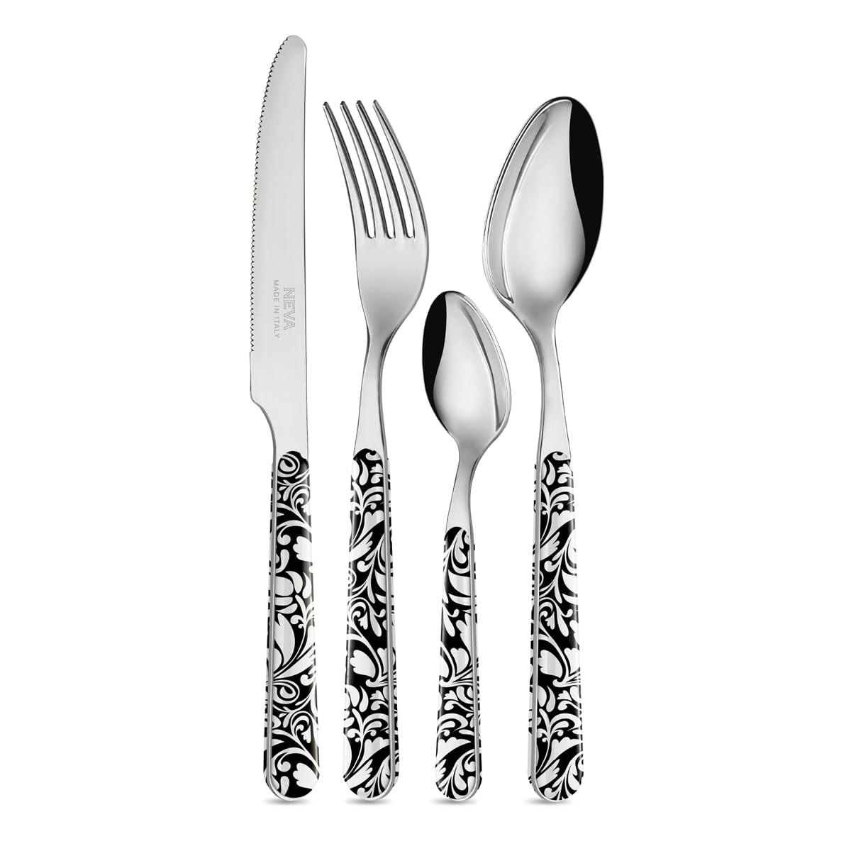 Set Posate Insalata NEVA BISTROT: Cucchiaio E Forchetta In Acciaio Inox, Nero, Eleganti E Lavastoviglie