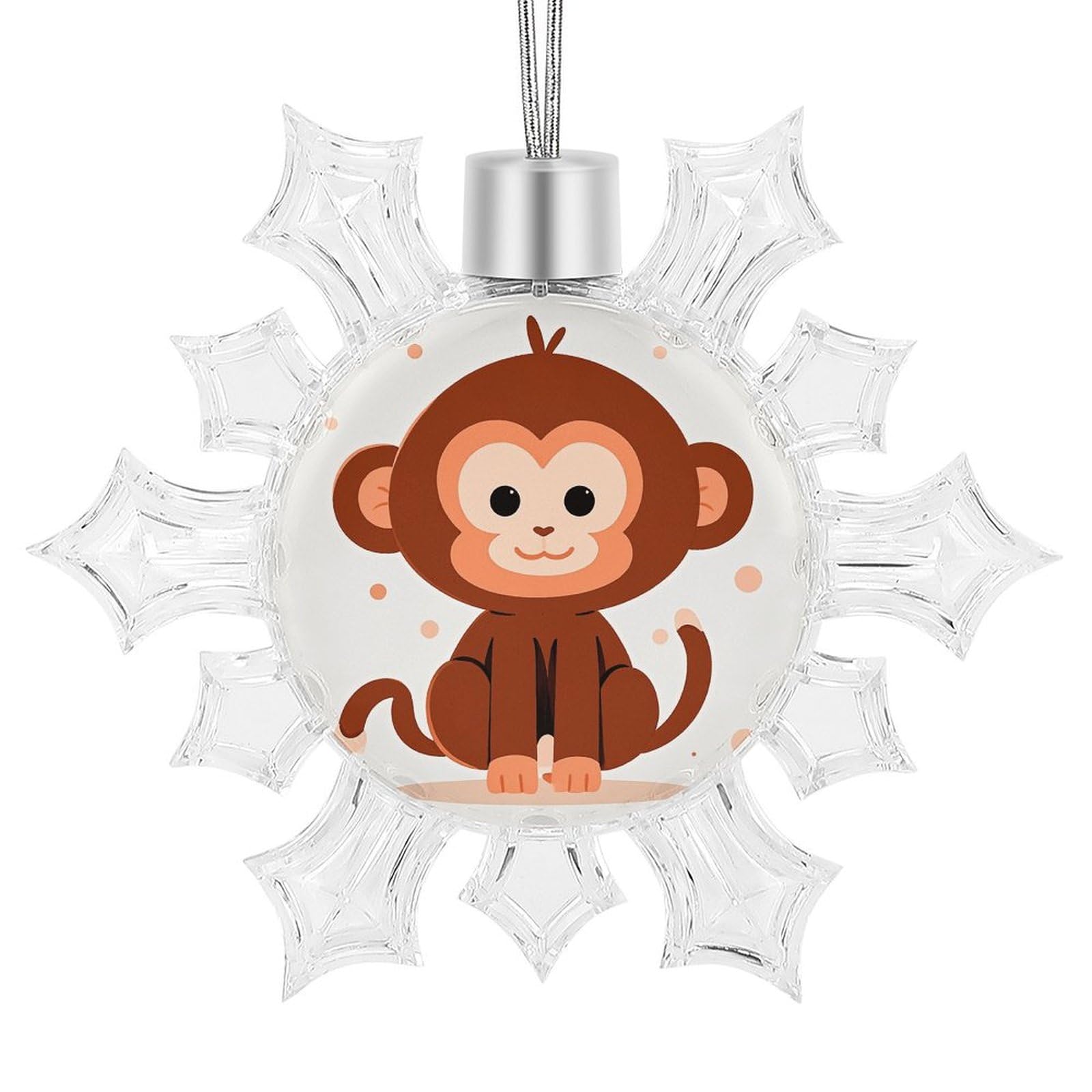 Décoration de Noël 2024 singe marron de 10,4 x 8,9 cm en plastique et aluminium