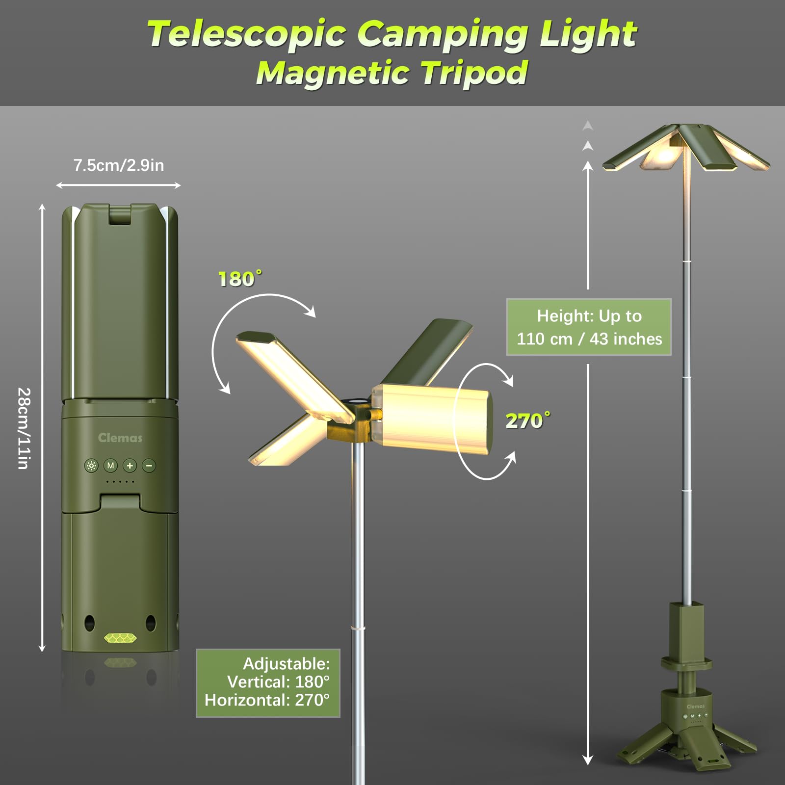 Custodia Porta Lanterna Telescopica LED Per Clemas, BougeRV, SakerPlus - 33x8x9 Cm, Resistente All'Acqua E Agli Urti