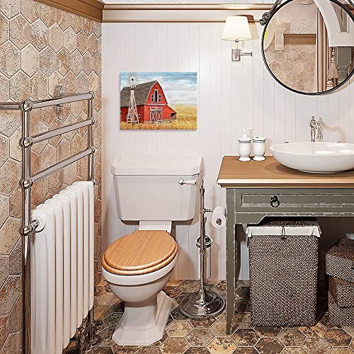 B Blingbling Barn Picture Canvas Wall Art: Old Rustic Red Barn Windmills Art Print Barn Themed Decor For Home Decorations Framed Farmhouse Wall Decor Barn Painting For Bathroom Kitchen 16"X12" #TOP2