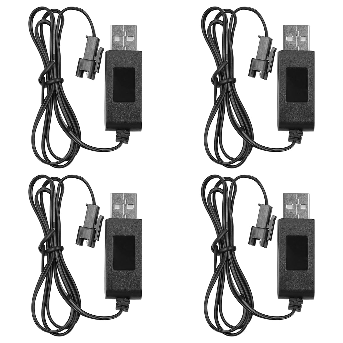 4PCS Usb Charger Cable For 3.7V Lithium Battery Charger Portable with LED indicator for RC Car Child Toy Car Spare Battery