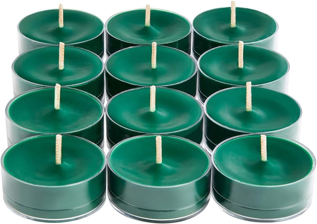 PartyLite Set of 12 Tea Lights Candles, Sweet Forest Fig Scent, Aromatherapy Scented Candles Gift Set, Up to 4 to 6 Hours Burn Time