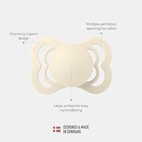 Vista 4 de BIBS Chupetes de bebé, colección Supreme, sin BPA, fabricados en Dinamarca, juego de 2 chupetes de primera calidad de hierro y azul bebé, tamaño 6 a