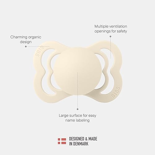 Miniatura 4 de BIBS Chupetes de bebé, colección Supreme, sin BPA, fabricados en Dinamarca, juego de 2 chupetes de primera calidad de hierro y azul bebé, tamaño 6 a