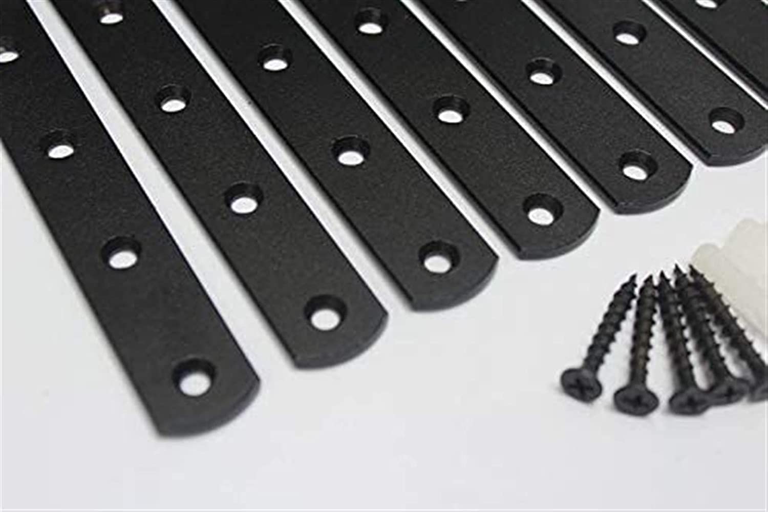 8 staffe angolari nere, 125 mm x 75 mm, supporto in acciaio a forma di L, per legno, staffe ad angolo retto di 90 gradi, resistenti, fissaggio a parete, rinforzo del telaio del carico
