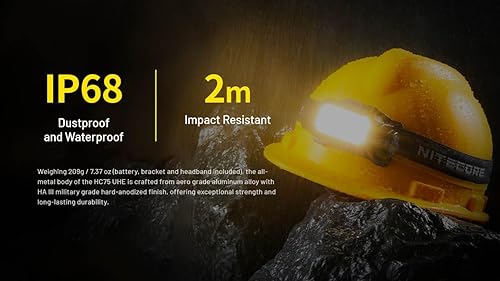 Miniatura 9 de Nitecore HC75 UHE 3000 lúmenes USB-C recargable con zoom faro de trabajo, haz blanco y rojo para trabajo industrial, campamento nocturno, senderismo