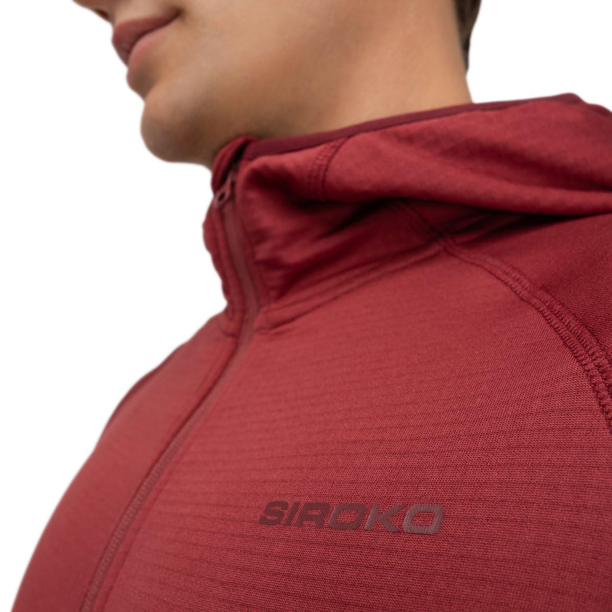 SIROKO - Giacca in Pile da Escursionismo con Cappuccio Stride Maroon