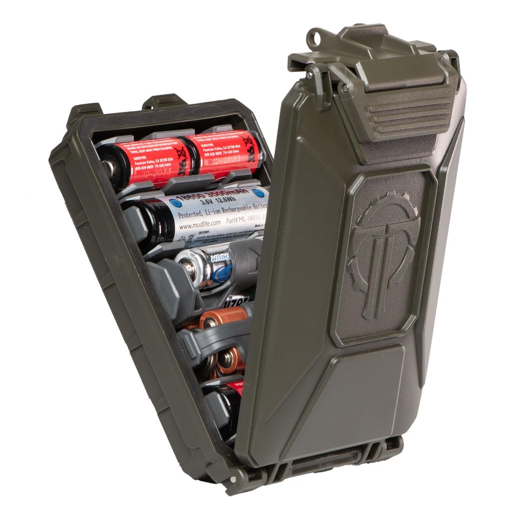 Thyrm CellVault-5M Modular Battery Storage for CR123, 18650, 18350, CR2032 Batteries with Movable Inserts, Made in USA