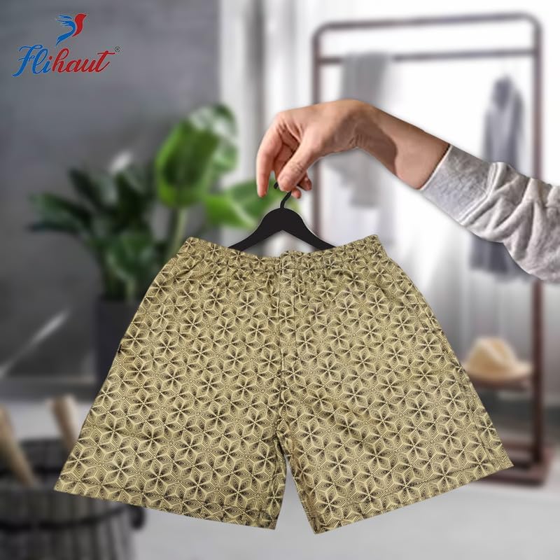 Image of Men's Cotton Shorts Waistband, Zip Fly, 1 Zip Pocket, Back Pockets (Pack of 2)