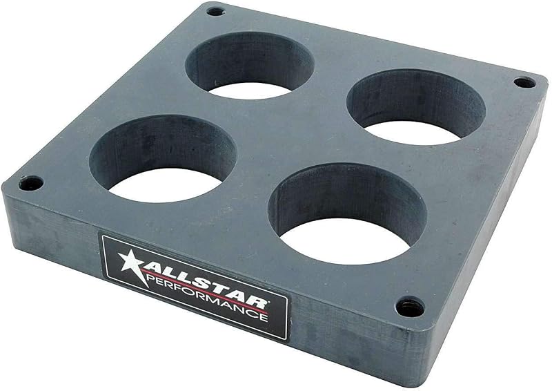 Espaçador de carburador Allstar Performance 2,54 cm, 4 furos, flange Dominator, plástico cinza – 1 unidade