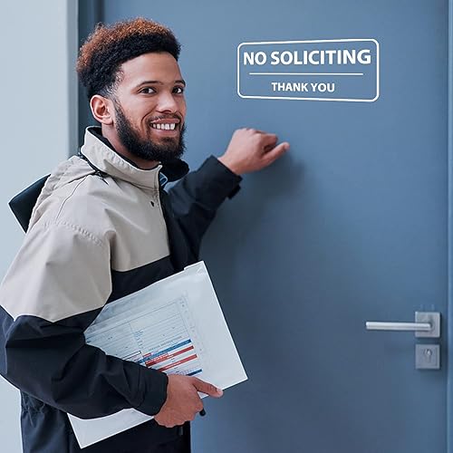 Miniatura 2 de No Soliciting Letrero de 3 x 7 pulgadas No Soliciting Adhesivo para ventana de puerta interior y exterior, impermeable, a prueba de rayos UV,