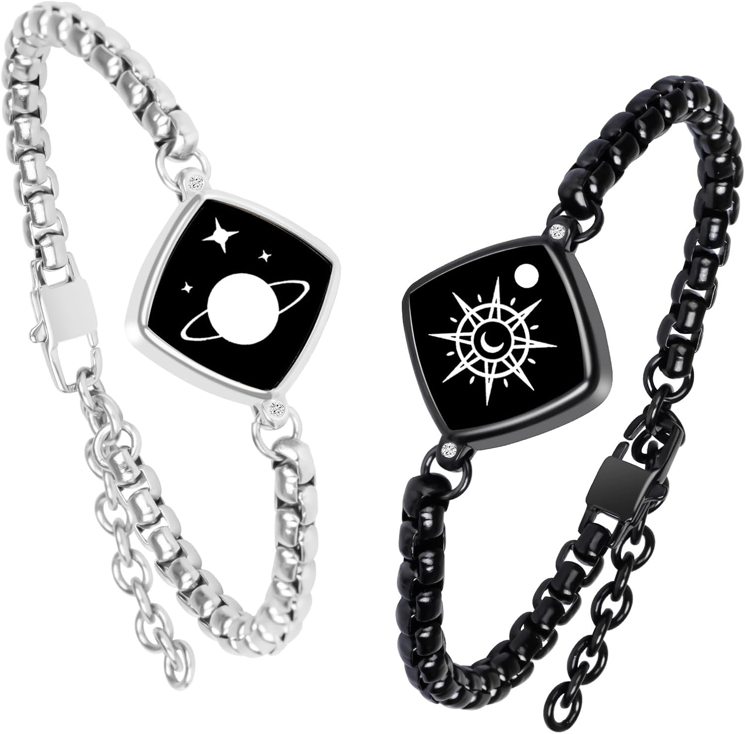 PULOMI Long Distance Touch Bracelets, Light up Remote Smart Matching Couples Bracelet for Couple Long Distance Relationship Girlfriend Boyfriend Festival Gifts Lover Jewelry Set