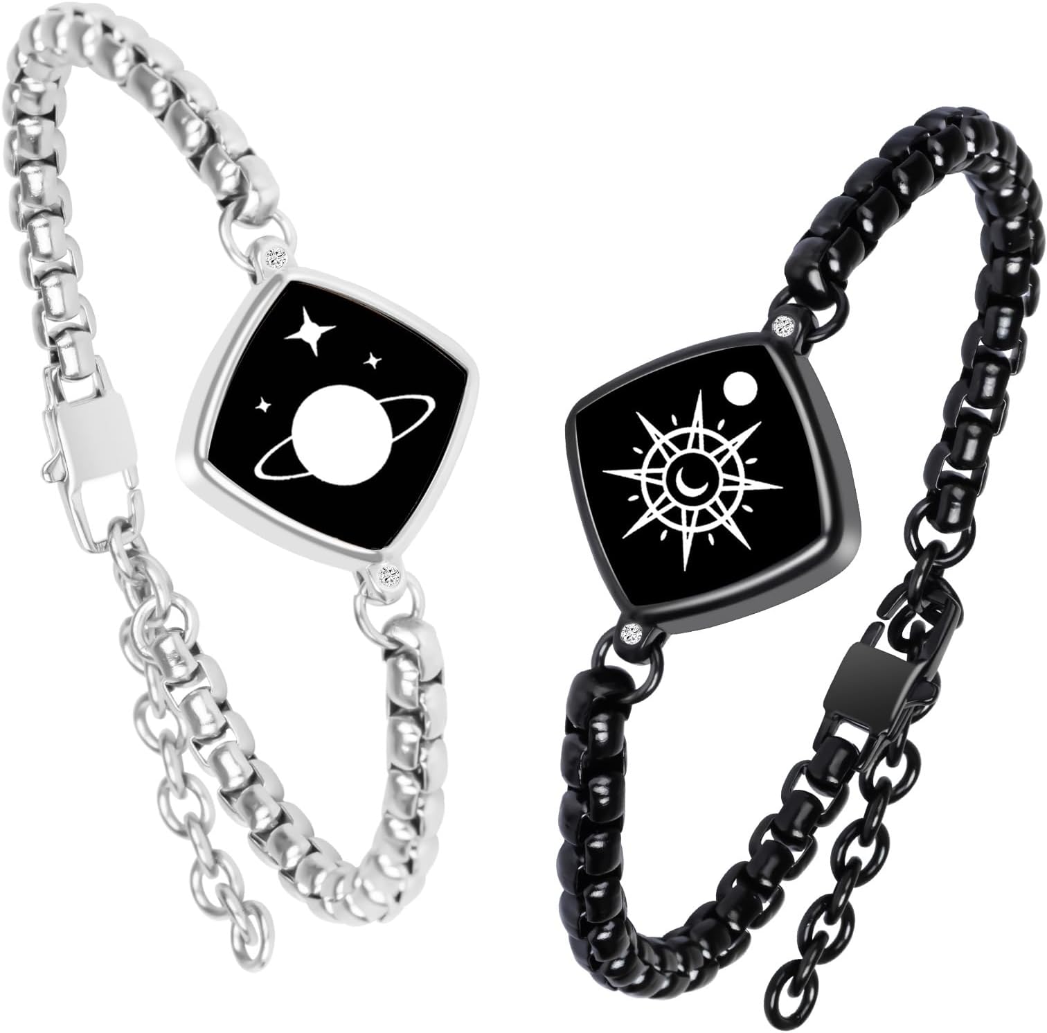 Long Distance Touch Bracelets, Light up Remote Smart Matching Couples Bracelet for Couple Long Distance Relationship Girlfriend Boyfriend Festival Gifts Lover Jewelry Set
