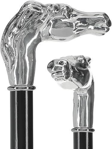 Bastón italiano 925R de plata auténtica con eje y cuello de madera de haya negra disponible en Yaxa Colombia