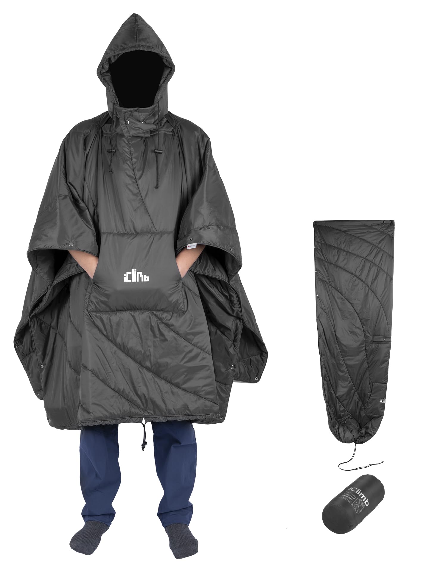 iClimb 3M Thinsulate Isolierung, warme Campingdecke, tragbarer Poncho, ultraleicht, kompakt