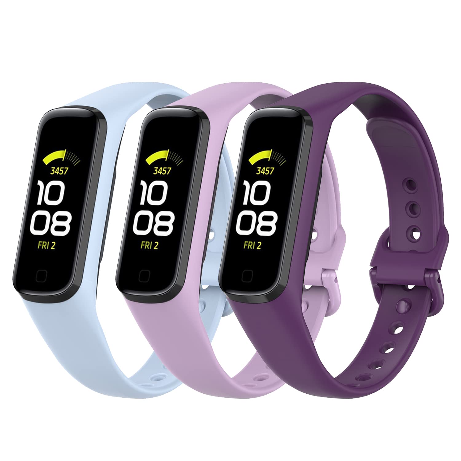 3PCS Soft Silicone Replacement Wristbands Strap Compatible with Samsung Galaxy Fit2 SM-R220 Smartwatch Accessory Bands (Not for Fit E SM-R375 / Gear Fit 2 R365/ R360)