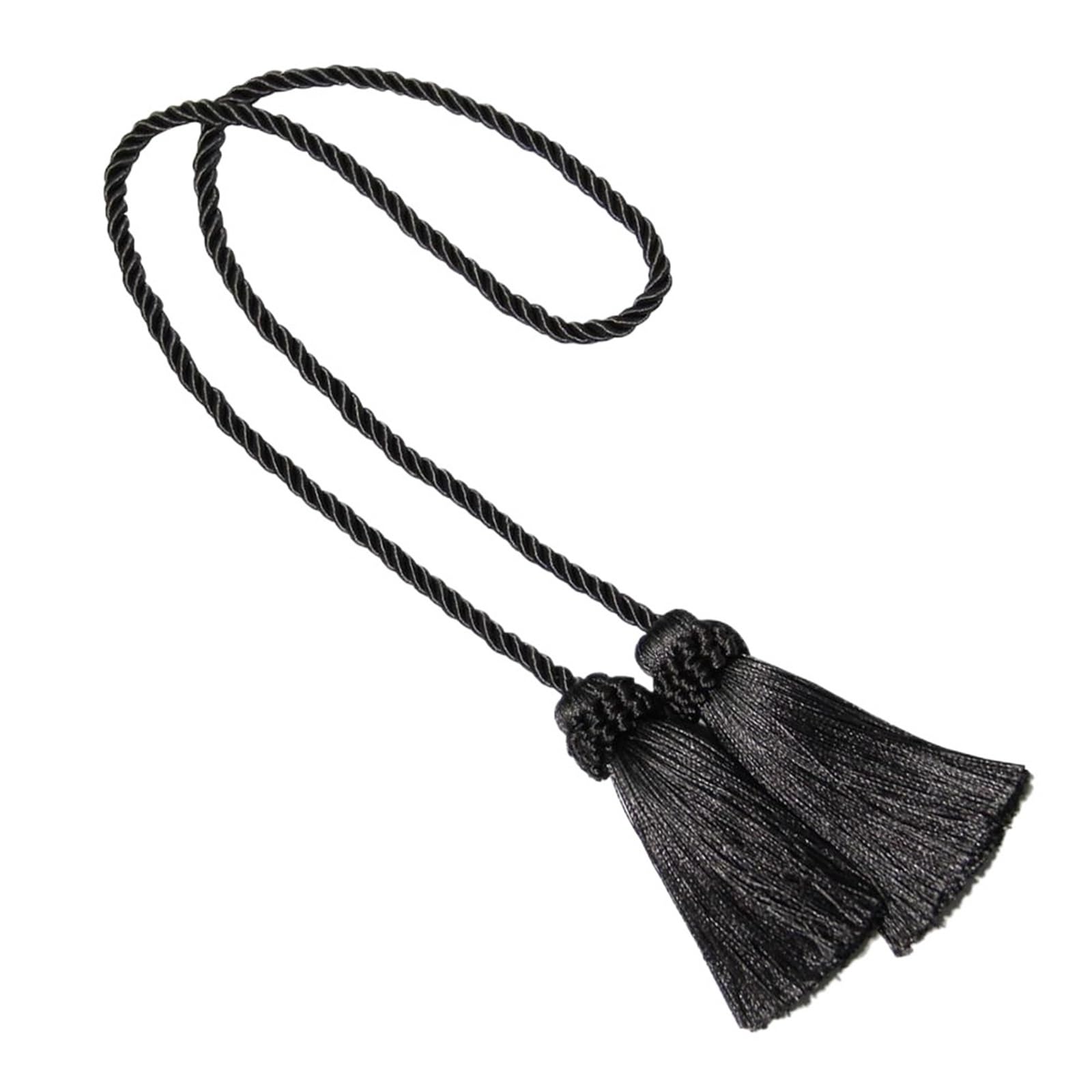 Fermatende con Nappe, 6 Pezzi, Frange, Fatti a Mano, con Pallina da Appendere, fermatende con Fibbia, Nastro di Corda, Supporto for Tende per Casa(Dark Gray)