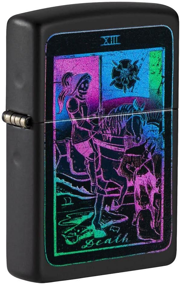 Black Light Tarot Card Design Pocket Lighter Windproof Stylish Premium Metal Body Eco Environment-Friendly Unique Stylish Travel Friendly