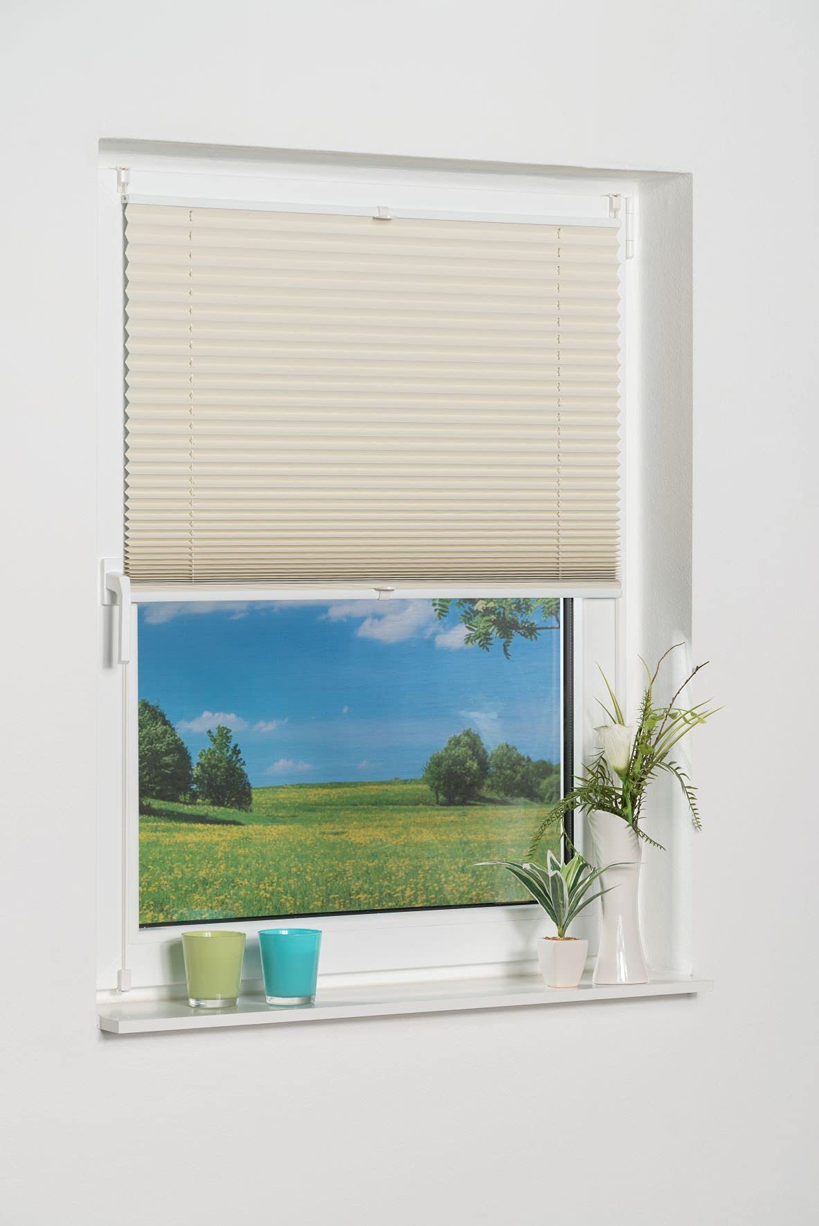 K-home Tenda plissettata oscurante, poliestere, crema, 40 x 130 cm (larghezza x lunghezza)