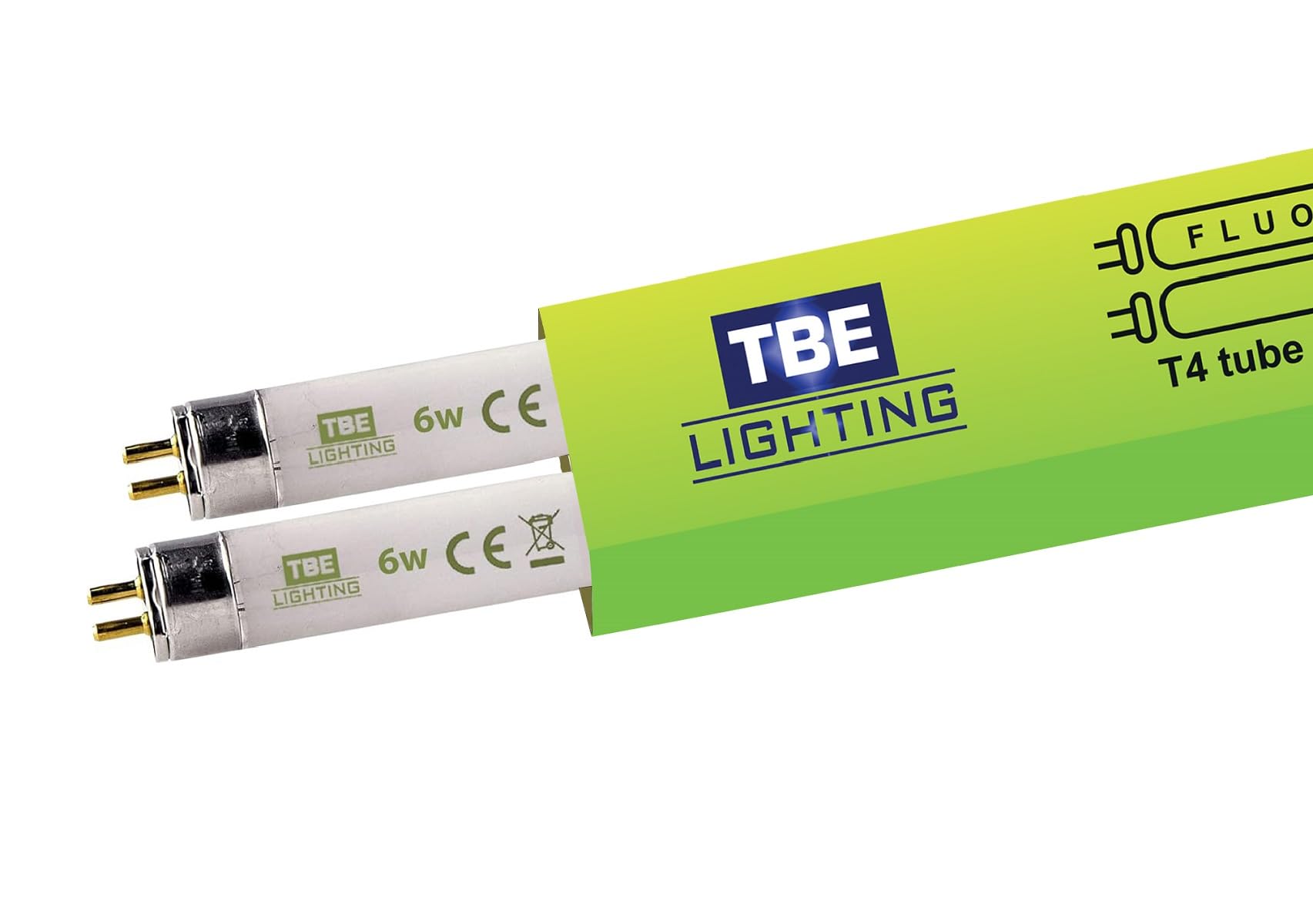 TBE LIGHTING T4 6w Fluorescent Tube Lamps 232mm OR 220mm - 2 Pack of CFL Bulbs - G5 2-Pin Base Fittings - T4 High Efficiency Lamps, Soft White 3500K. [Energy Class A]